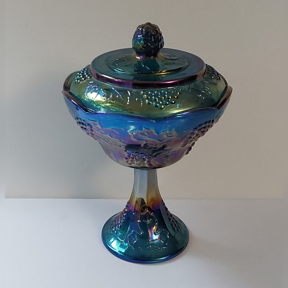 CARNIVAL GLASS by Indiana Glass -VINTAGE RARE - Candy Dish - Picture 3 of 6